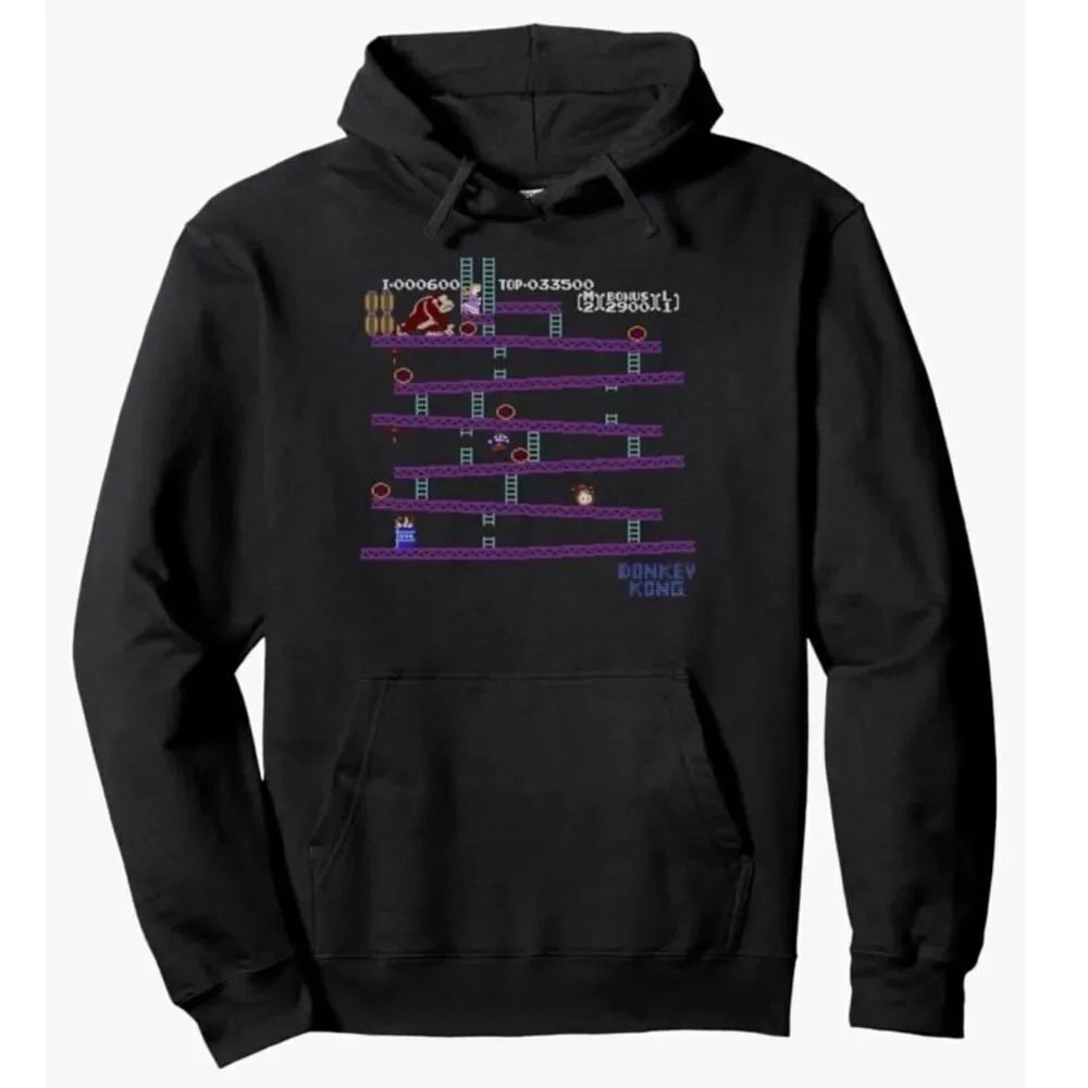 Nintendo Donkey Kong Video Game Graphic Hoodie Black Small